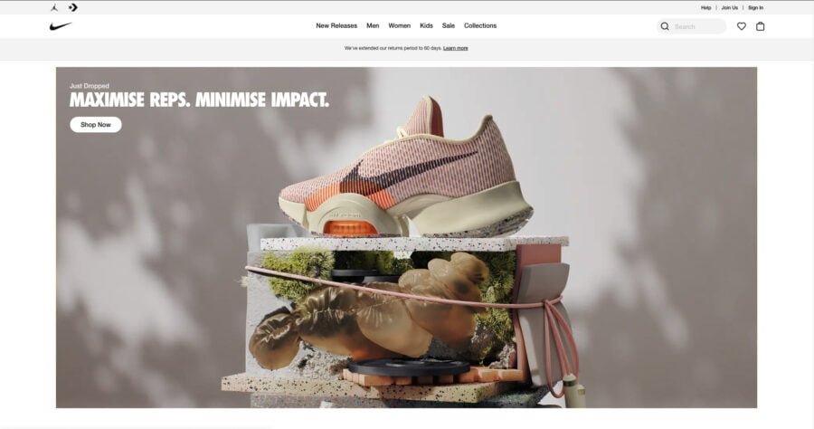 nike website design